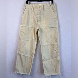 Mother Patch Pocket Private Ankle Fray Jeans Pale Yellow 29 Pants